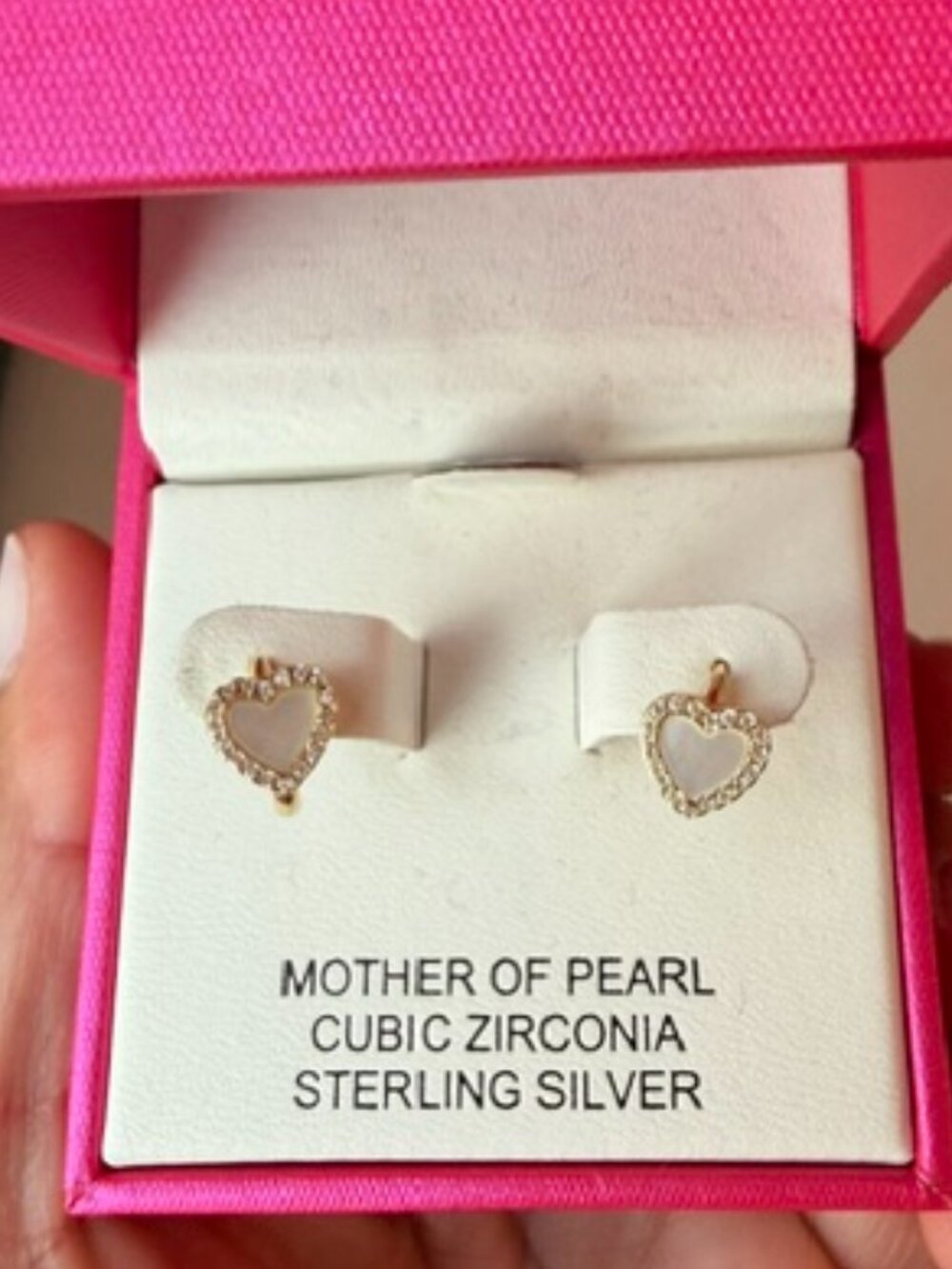 Rachel Zoe Heart Shaped Mother of Pearl Cubic Zirconia Earrings